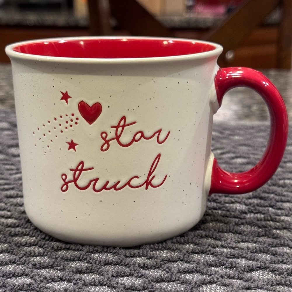 Rae Dunn ceramic “Star Struck” Mug Red White Valentine’s Rustic Cutesy Heart